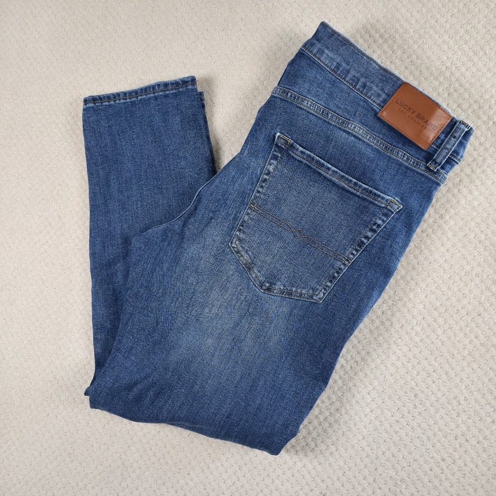 Lucky Brand Jeans Men 412 Athletic Slim Fit Size 38 Waist Medium Wash Blue Denim